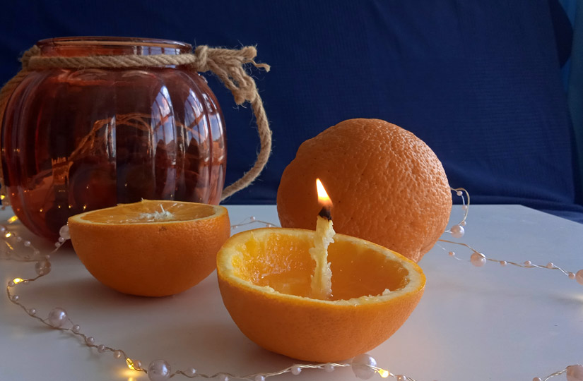 Новогодний подсвечник из апельсина